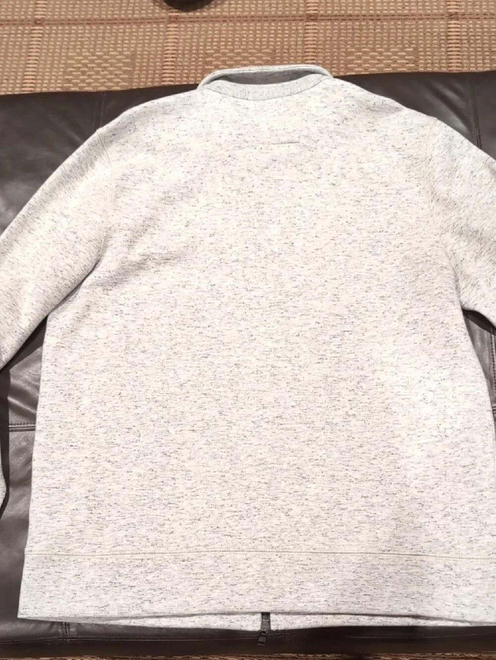 Banana Republic Heather Gray Zip-Neck Sweater with Dark Trim